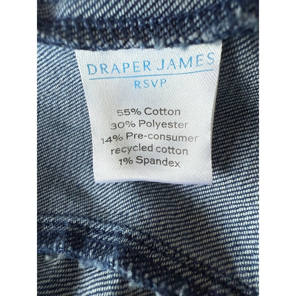 Draper James RSVP Ruffle Denim Jacket XS Button Front Romantic‎ Fitted Stretch - Picture 5 of 12